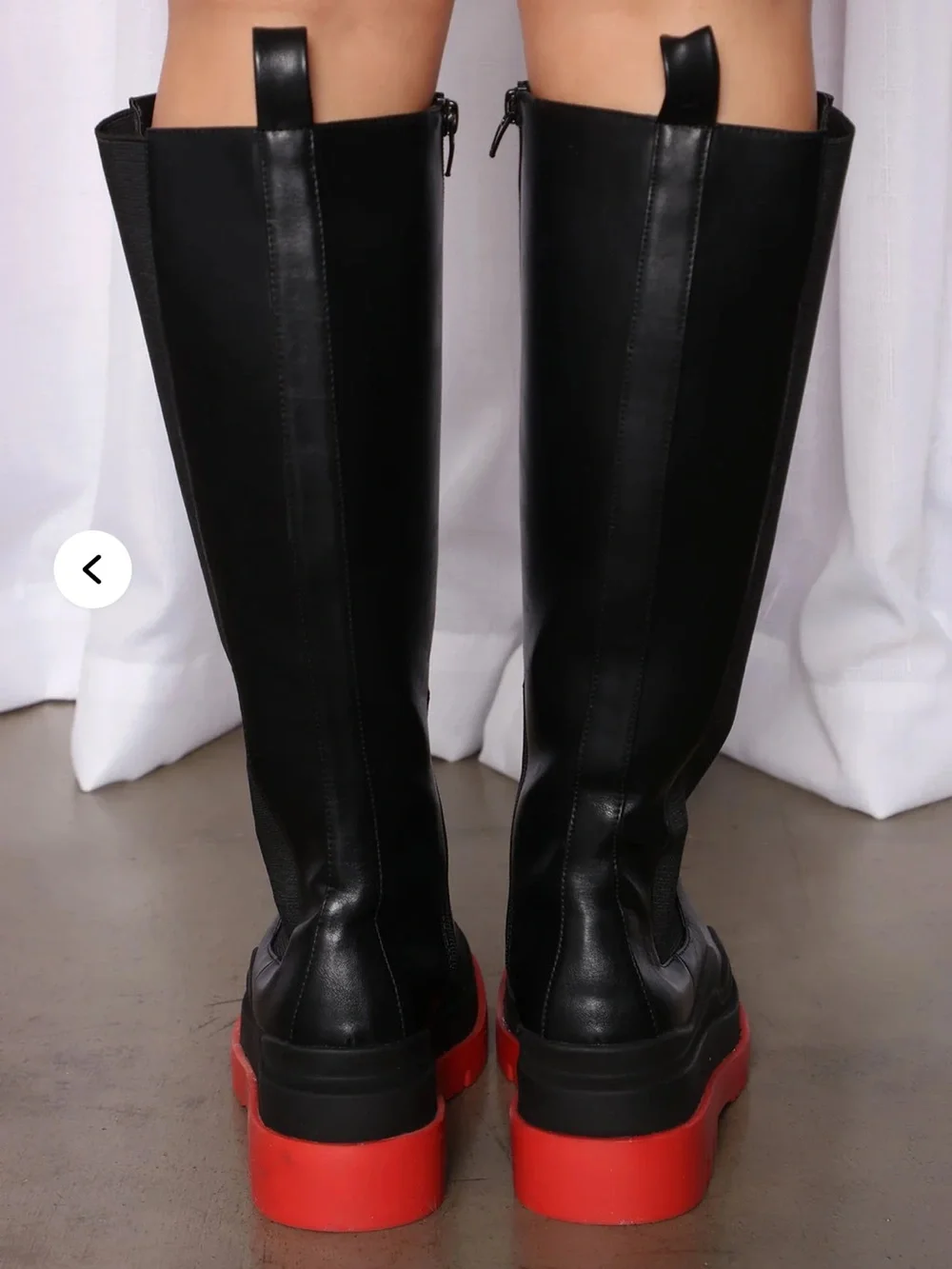 Fashion Nova “Make A Move” Knee High Boots Women’s size 9 Black/Red - Picture 5 of 8